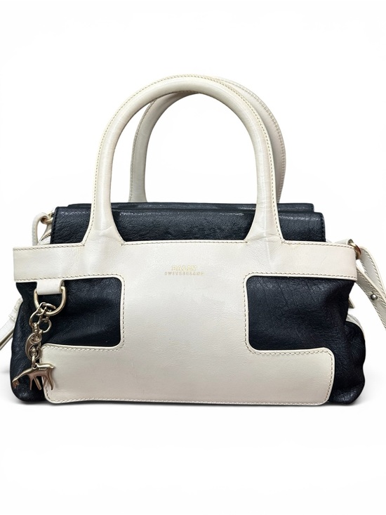 Bally Handbags - Bally Pama-SM Black & Ivory Leather Satchel Crossbody Bag Swiss Made Goat Charm